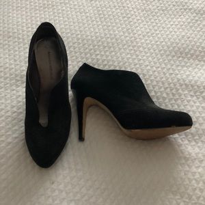 Black suede heeled booties